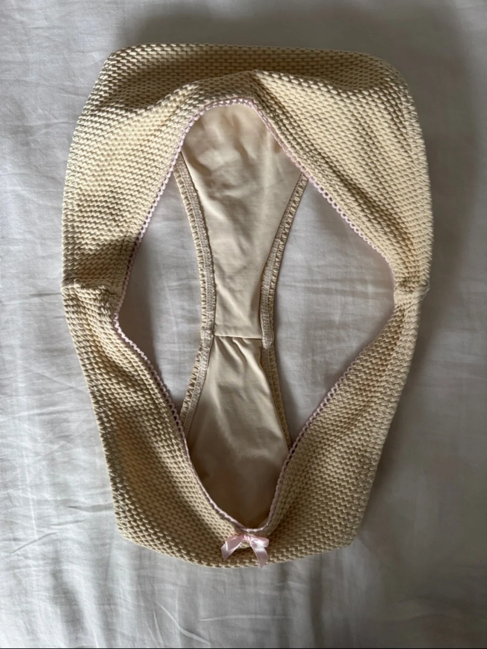 Frankie's Bikinis Pale Yellow Two-Piece with Pink Bow Accents